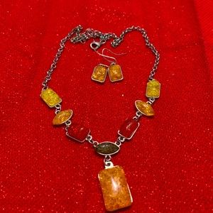 Multicolor necklace with matching earrings